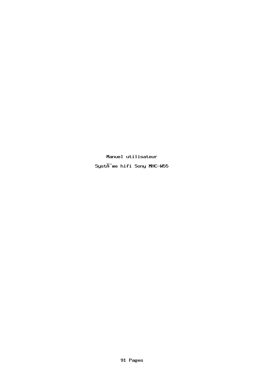 Page 1 de la notice Manuel utilisateur Sony MHC-W55