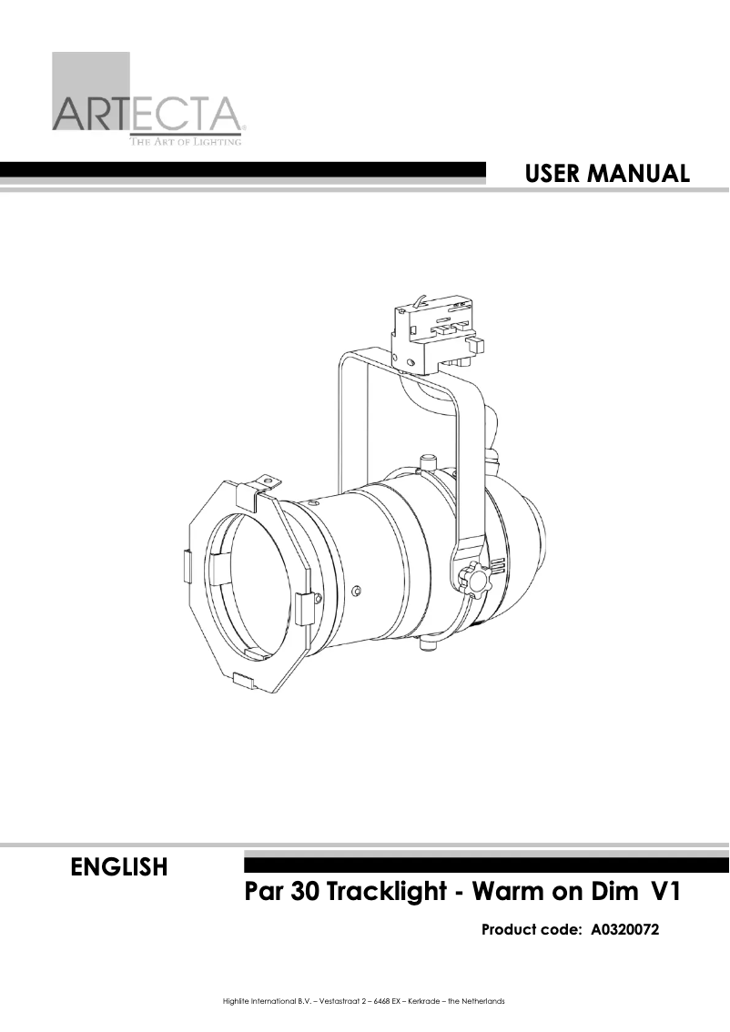 Page 1 de la notice Manuel utilisateur Artecta Par 30 Tracklight - Warm on Dim