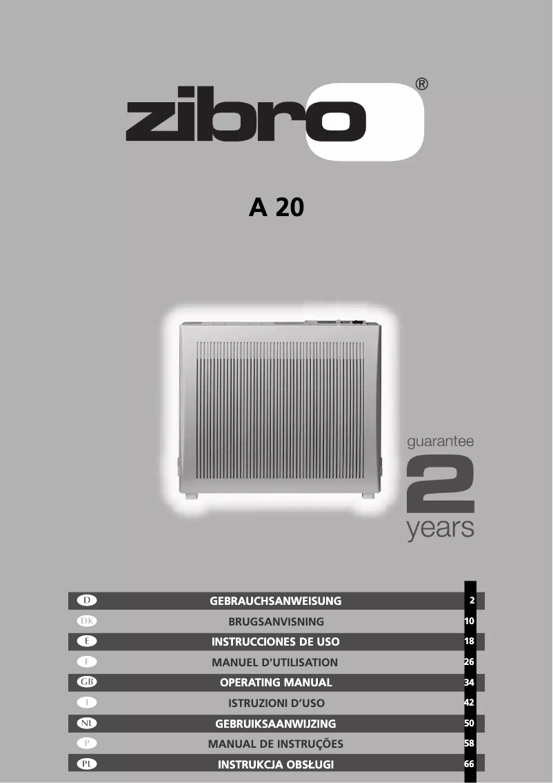 Page 1 de la notice Manuel utilisateur Zibro A 20