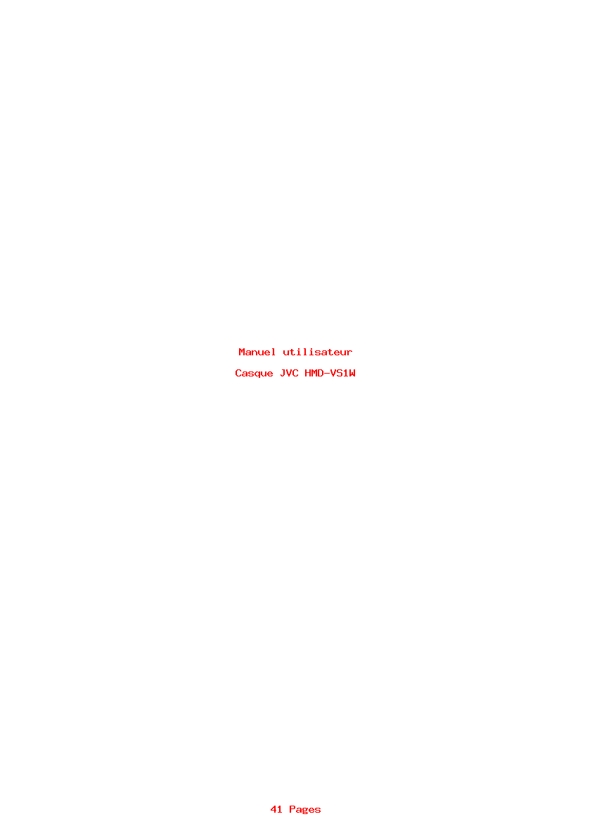Page 1 de la notice Manuel utilisateur JVC HMD-VS1W