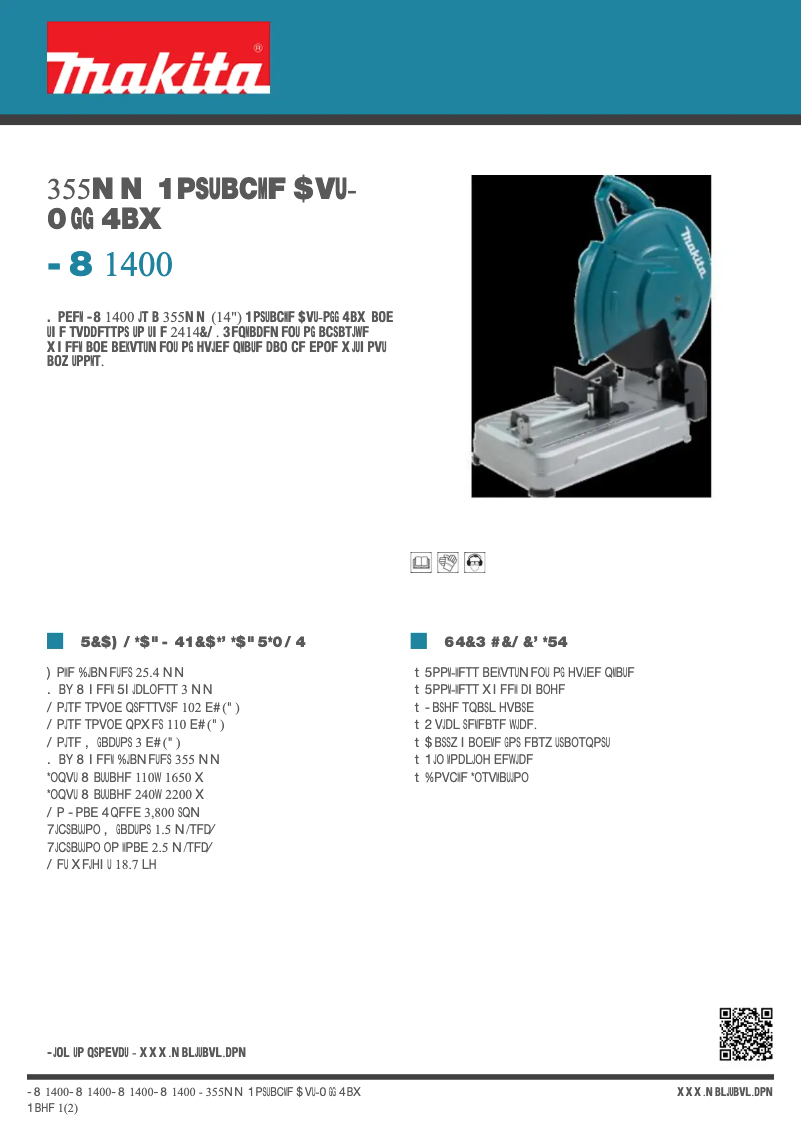 Page 1 de la notice Fiche technique Makita LW1400