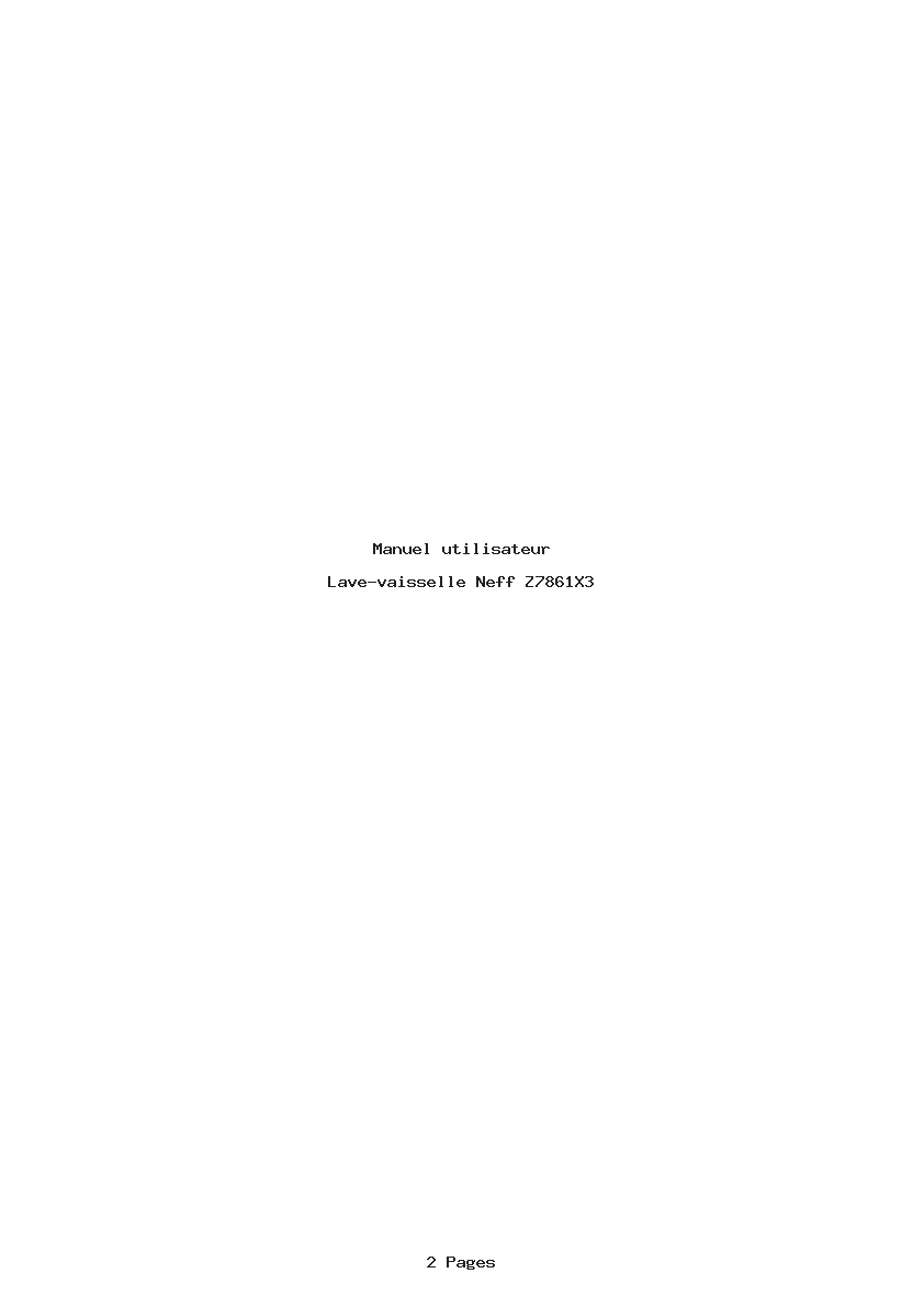 Page 1 de la notice Manuel utilisateur Neff Z7861X3
