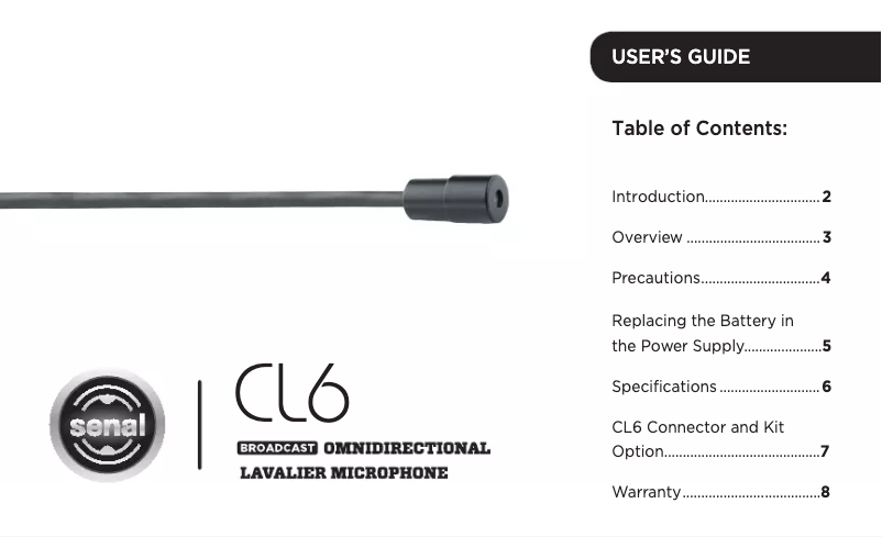 Page 1 de la notice Manuel utilisateur Senal CL6
