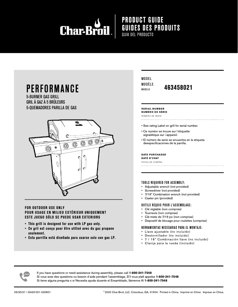 Page 1 of the manual User Manual Char-Broil Performance 463458021