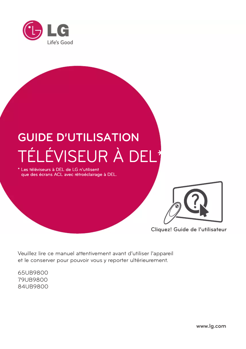 Page 1 de la notice Manuel utilisateur LG 65UB9800