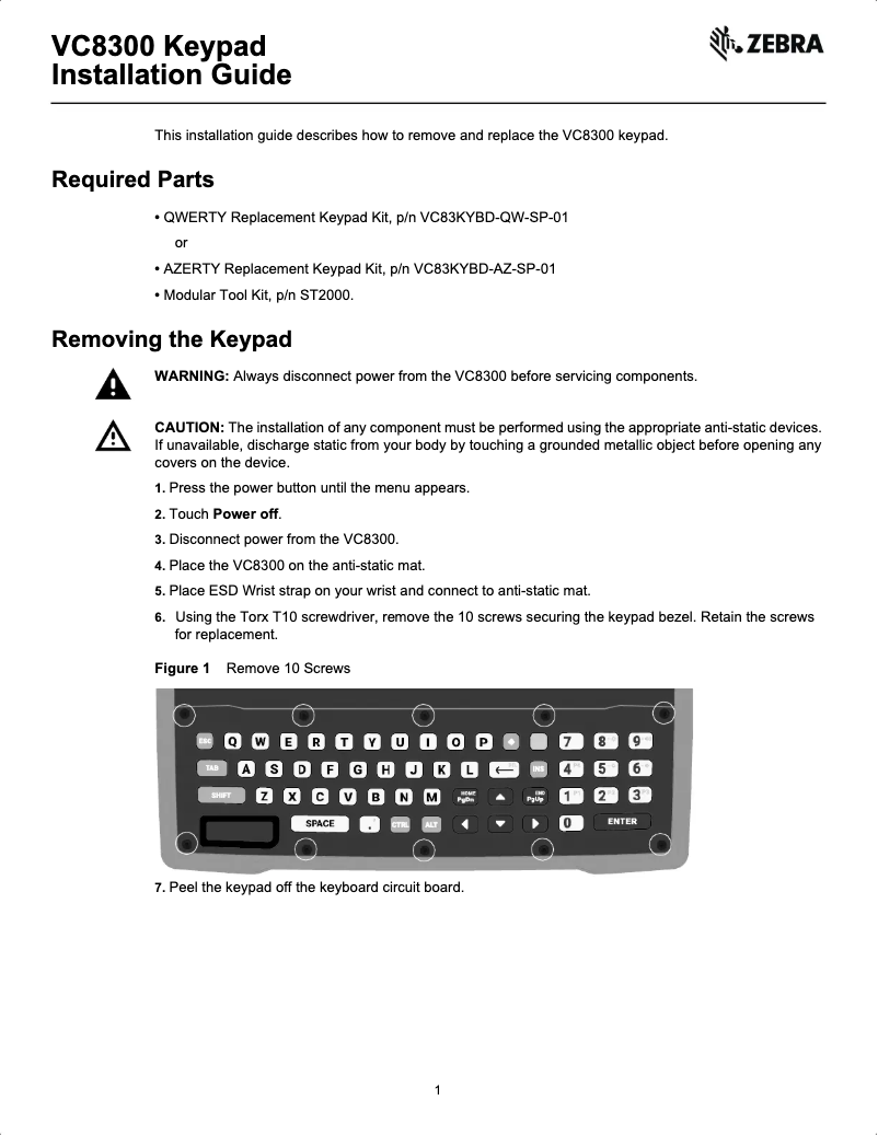Page 1 de la notice Guide d'installation Zebra VC8300