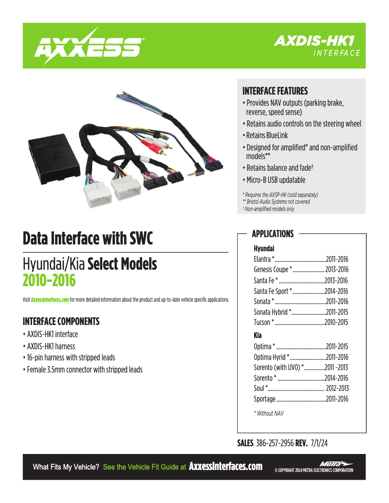 Page 1 de la notice Fiche technique AXESS AXDIS-HK1