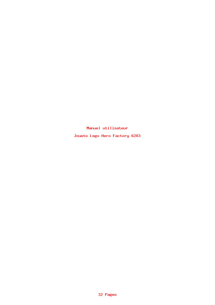 Page 1 de la notice Manuel utilisateur Lego Hero Factory 6283