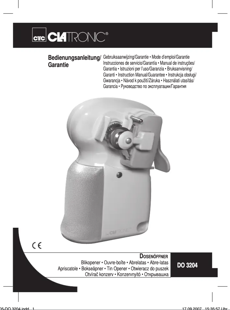 Page 1 de la notice Manuel utilisateur Clatronic DO 3204