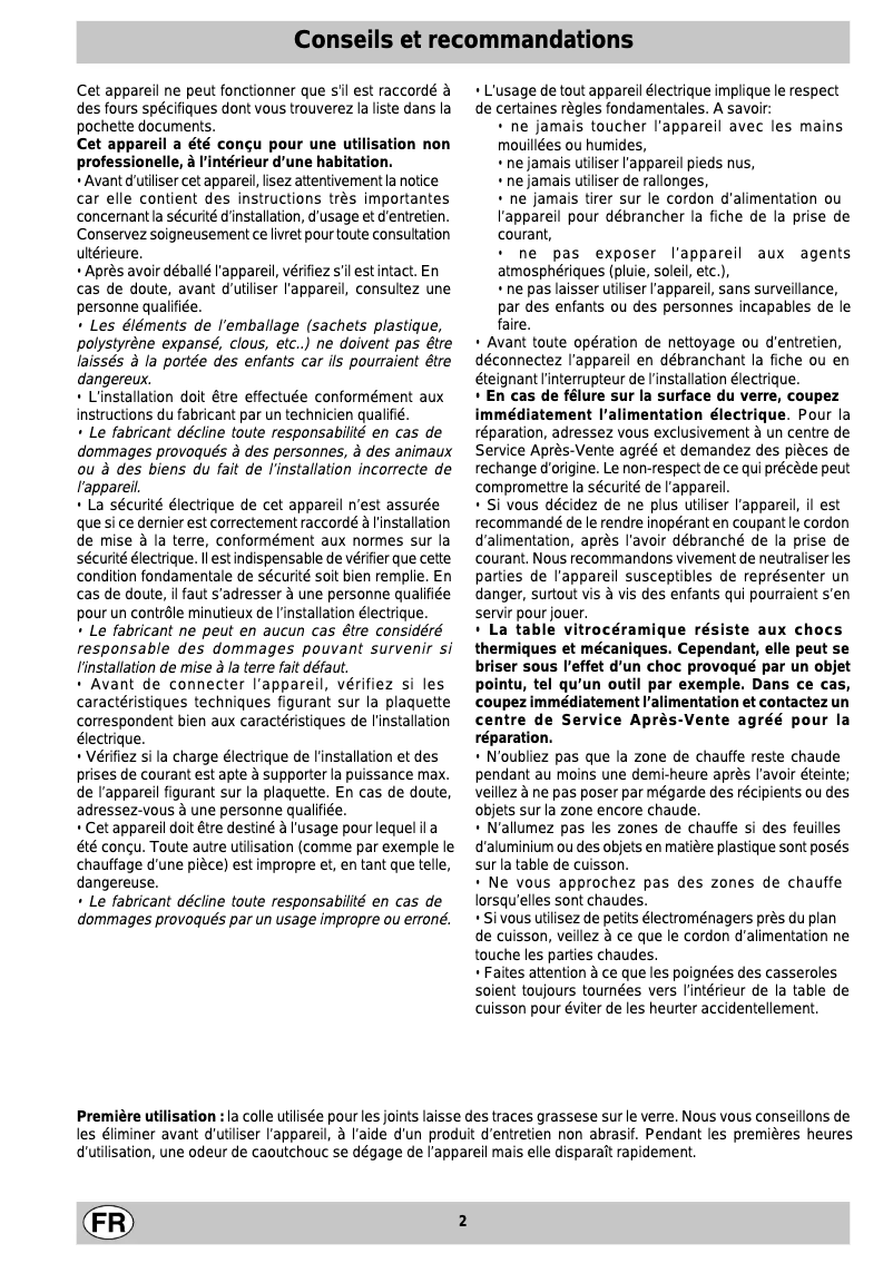 Page 1 de la notice Manuel utilisateur Hotpoint Ariston KBH 6000 IX 1