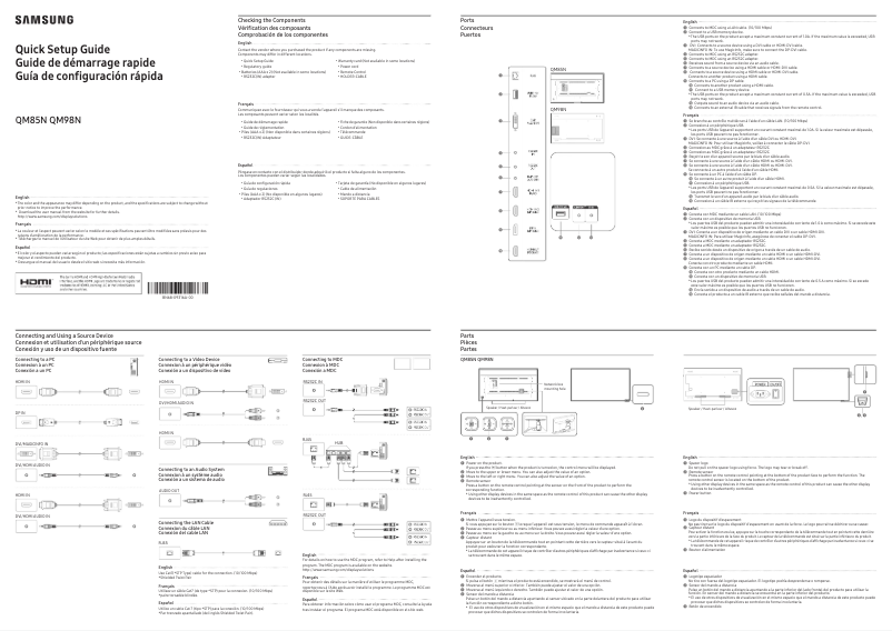 Page 1 de la notice Guide d'installation Samsung QM98N