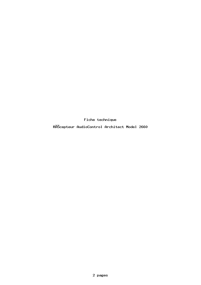 Page 1 de la notice Fiche technique AudioControl Architect Model 2660