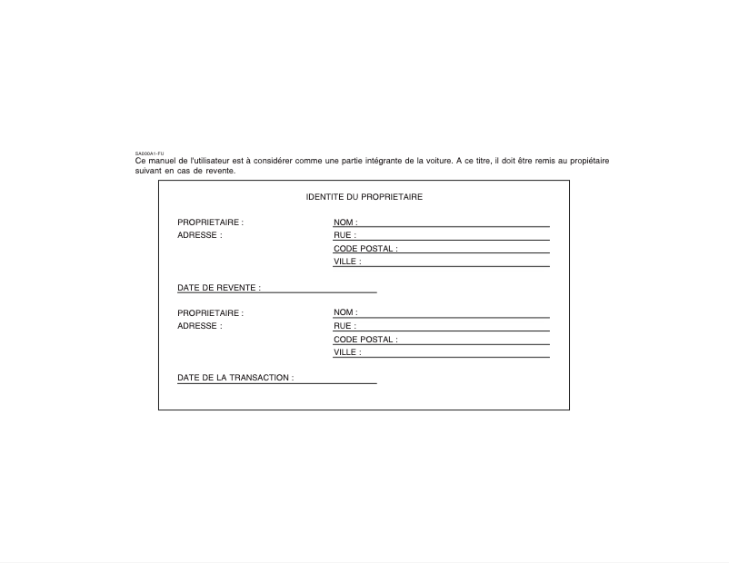 Page 1 de la notice Manuel utilisateur Hyundai Elantra (2003)