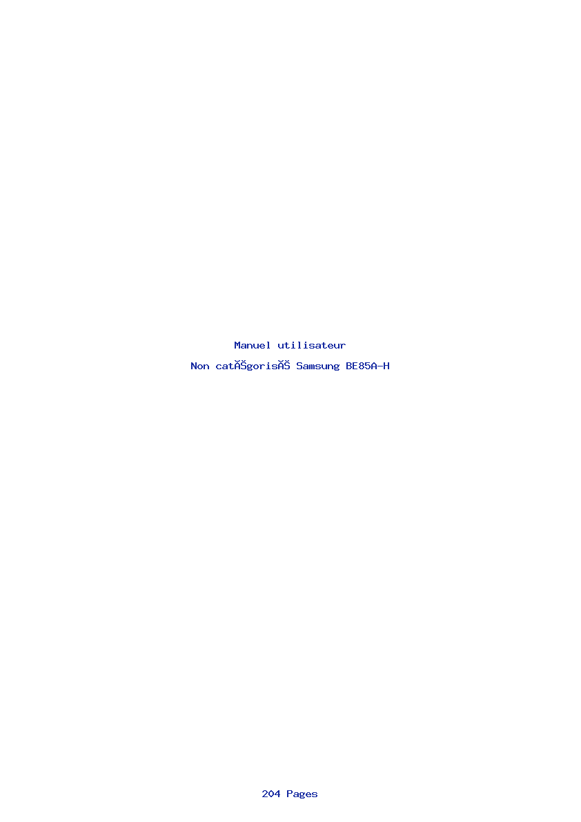 Page 1 de la notice Manuel utilisateur Samsung BE85A-H