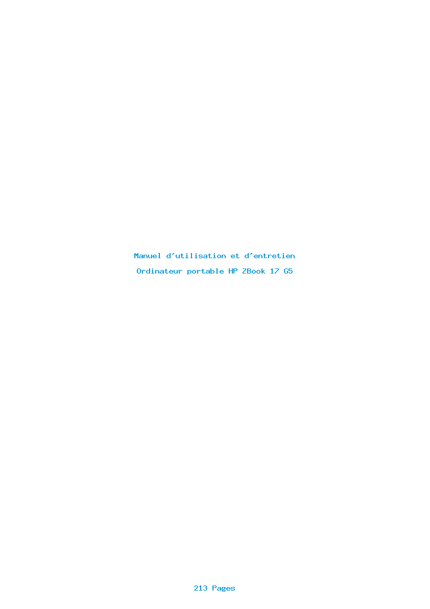 Page 1 de la notice Manuel d'utilisation et d'entretien HP ZBook 17 G5