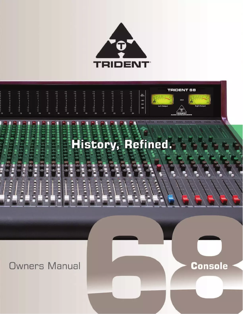 Page 1 de la notice Manuel utilisateur Trident 68 Console 16