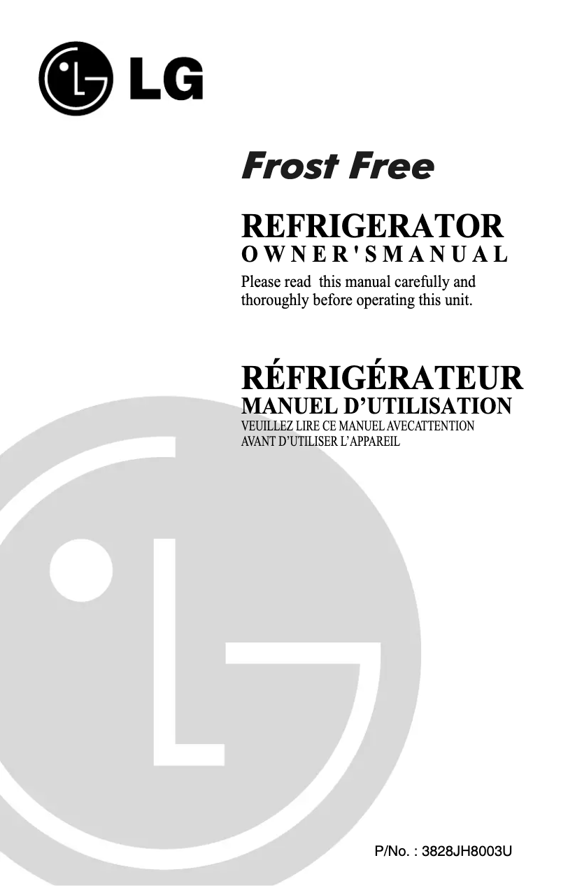 Page 1 de la notice Manuel utilisateur LG GL-T242JL