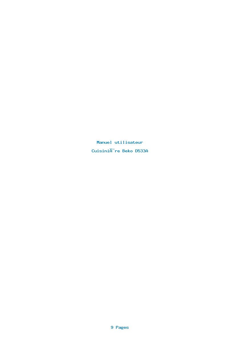 Page 1 de la notice Manuel utilisateur Beko D533A
