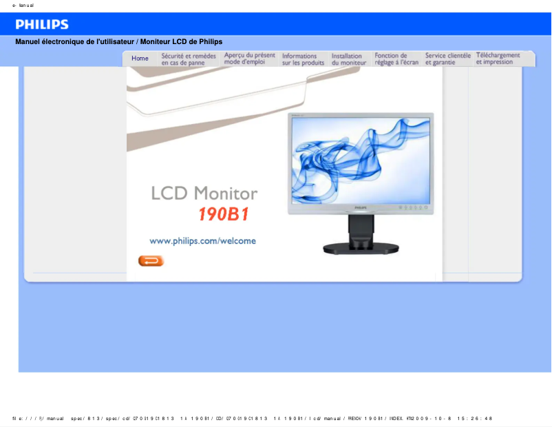 Page n°1 - Manuel utilisateur Philips Brilliance 220B1CB