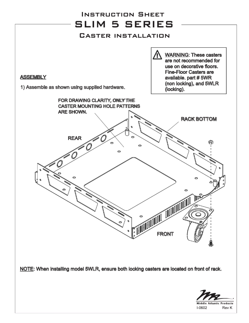 Page 1 de la notice Manuel utilisateur Middle Atlantic 5W