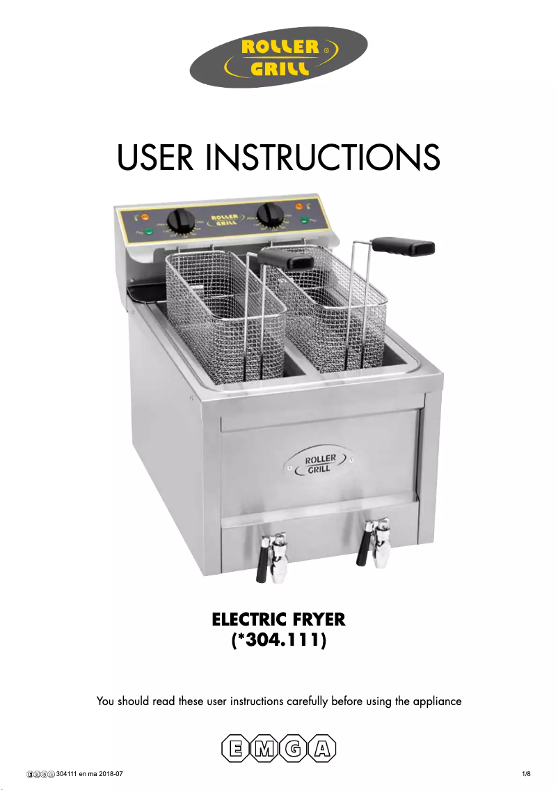 Page 1 de la notice Manuel utilisateur Roller Grill 304111