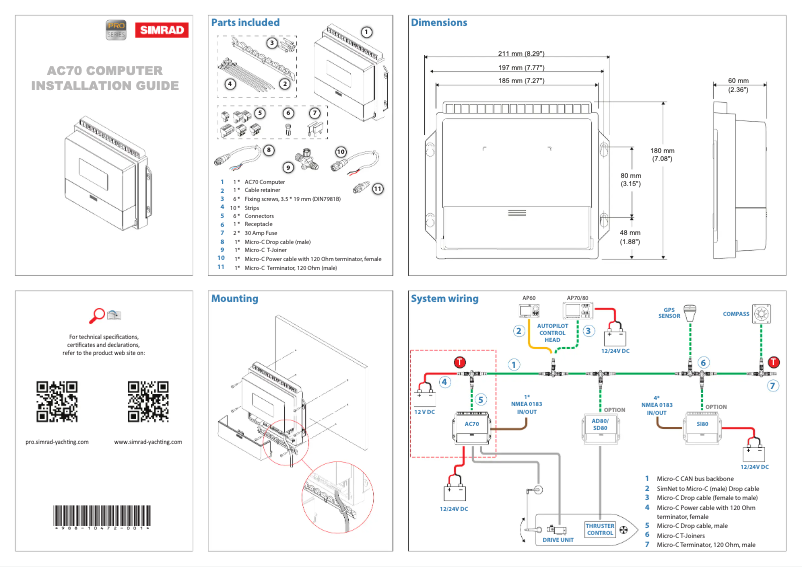 Page 1 de la notice Manuel utilisateur Simrad AC70