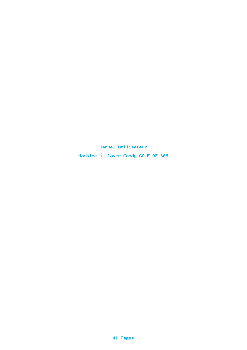 Page 1 de la notice Manuel utilisateur Candy GO F107-36S