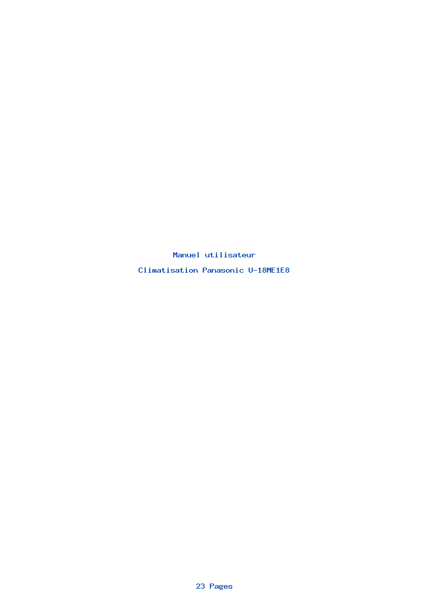 Page 1 de la notice Manuel utilisateur Panasonic U-18ME1E8