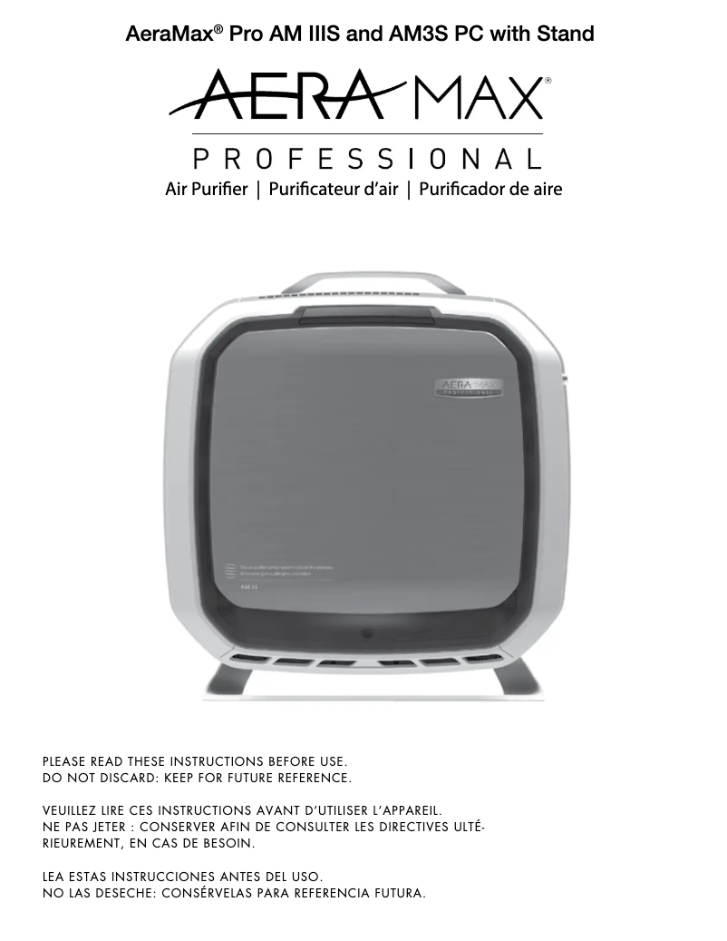 Page 1 de la notice Manuel utilisateur Fellowes AeraMax Pro AM3S PC