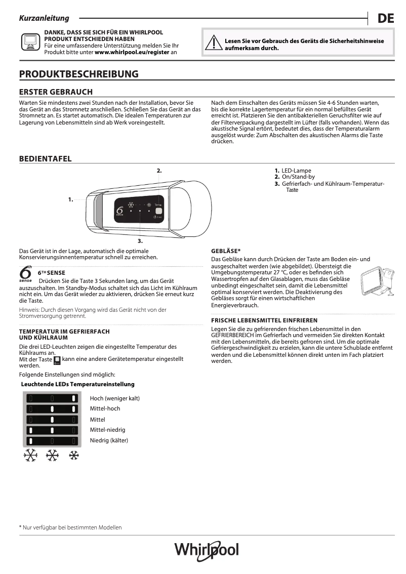 Página 1 del manual Manual de usuario Whirlpool ART 6600 LH1