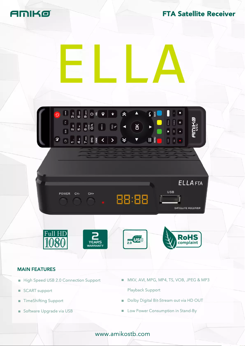 Page 1 de la notice Manuel utilisateur Amiko Ella