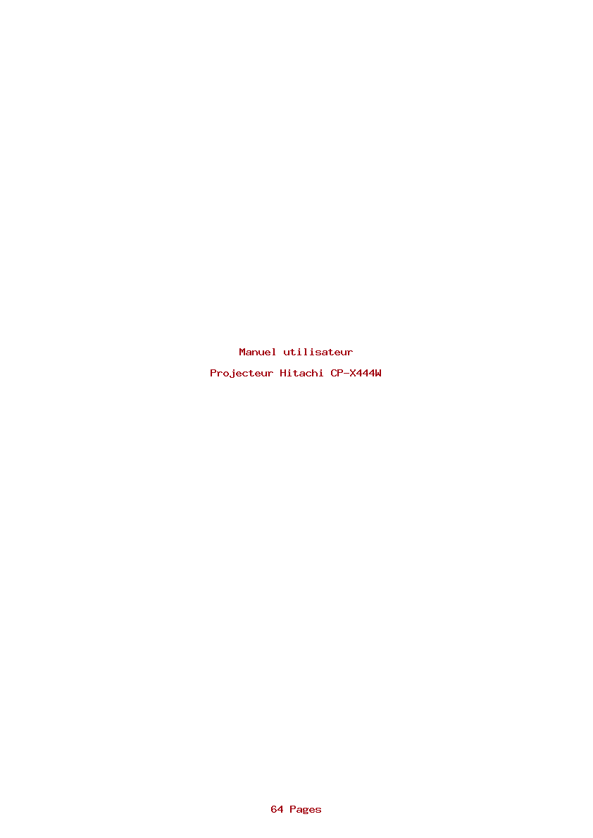 Page 1 de la notice Manuel utilisateur Hitachi CP-X444W