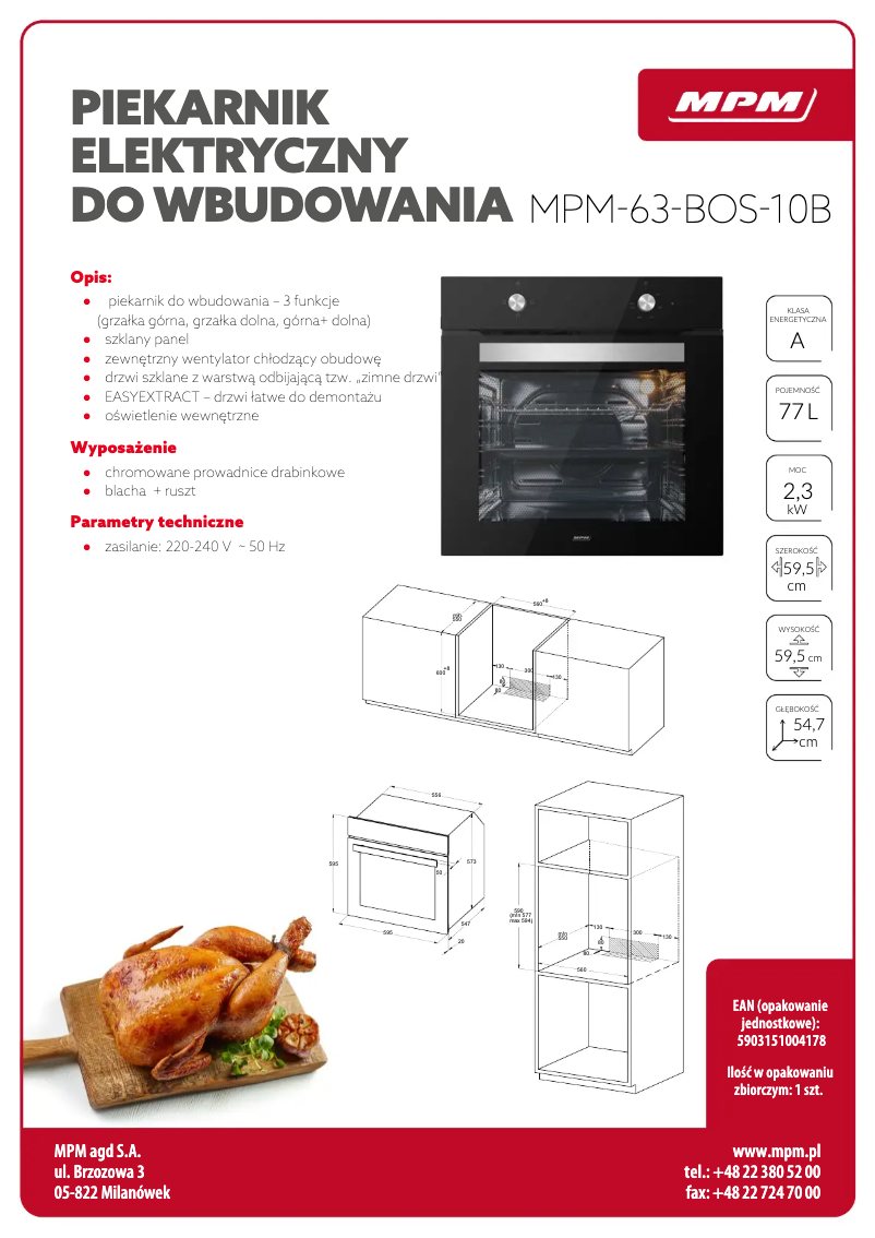 Page 1 de la notice Fiche technique MPM MPM-63-BOS-10B