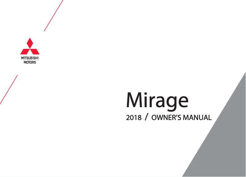 Page 1 de la notice Manuel utilisateur Mitsubishi Mirage (2018)