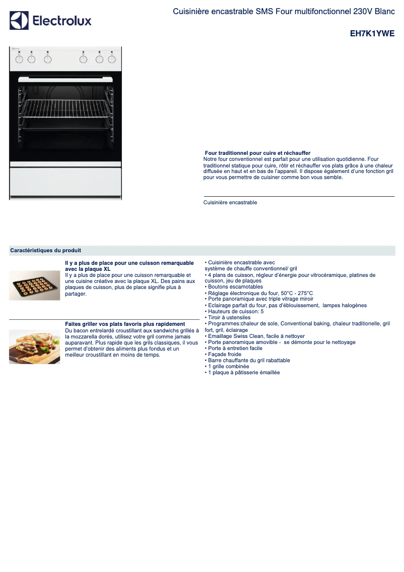 Página 1 del manual Ficha técnica Electrolux EH7K1YWE