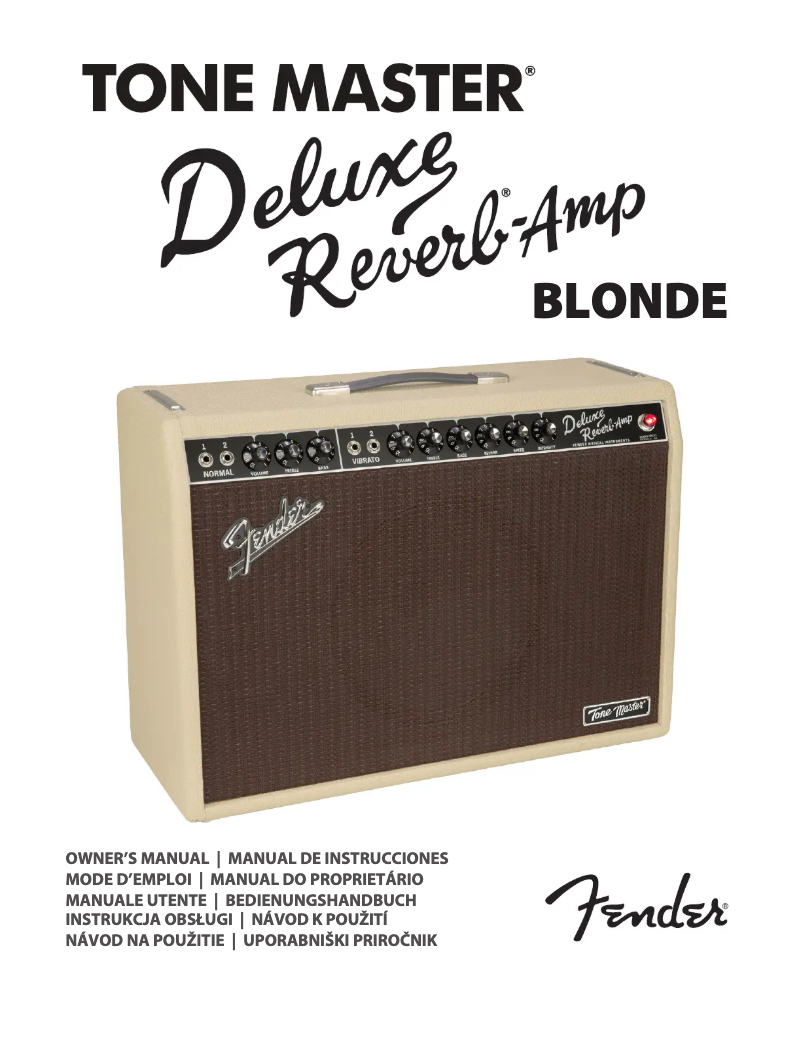 Page 1 of the manual User Manual Fender Tone Master Deluxe Reverb Blonde