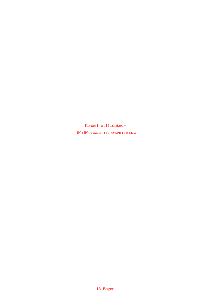 Page 1 de la notice Manuel utilisateur LG 55QNED816QA