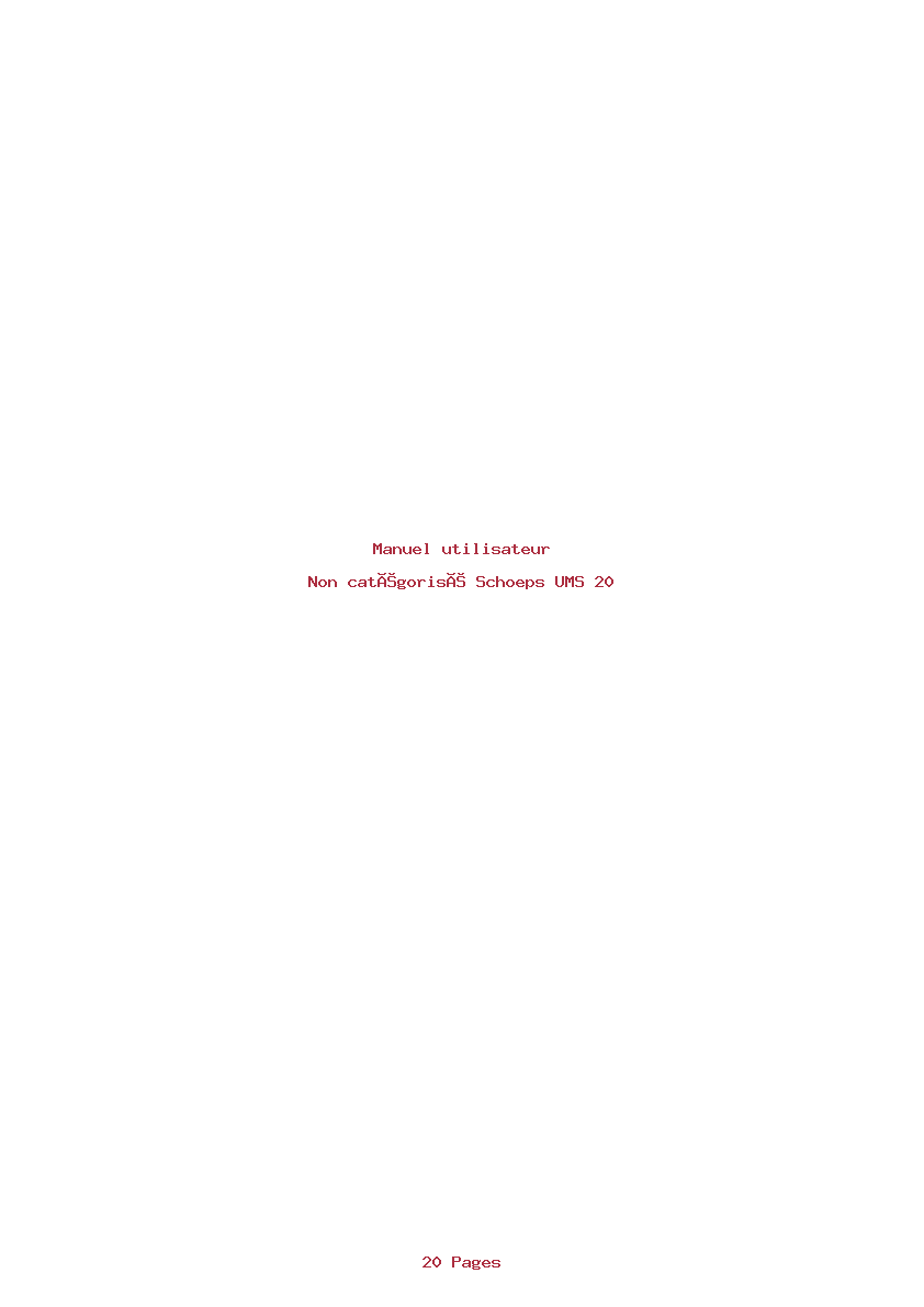Page 1 de la notice Manuel utilisateur Schoeps UMS 20