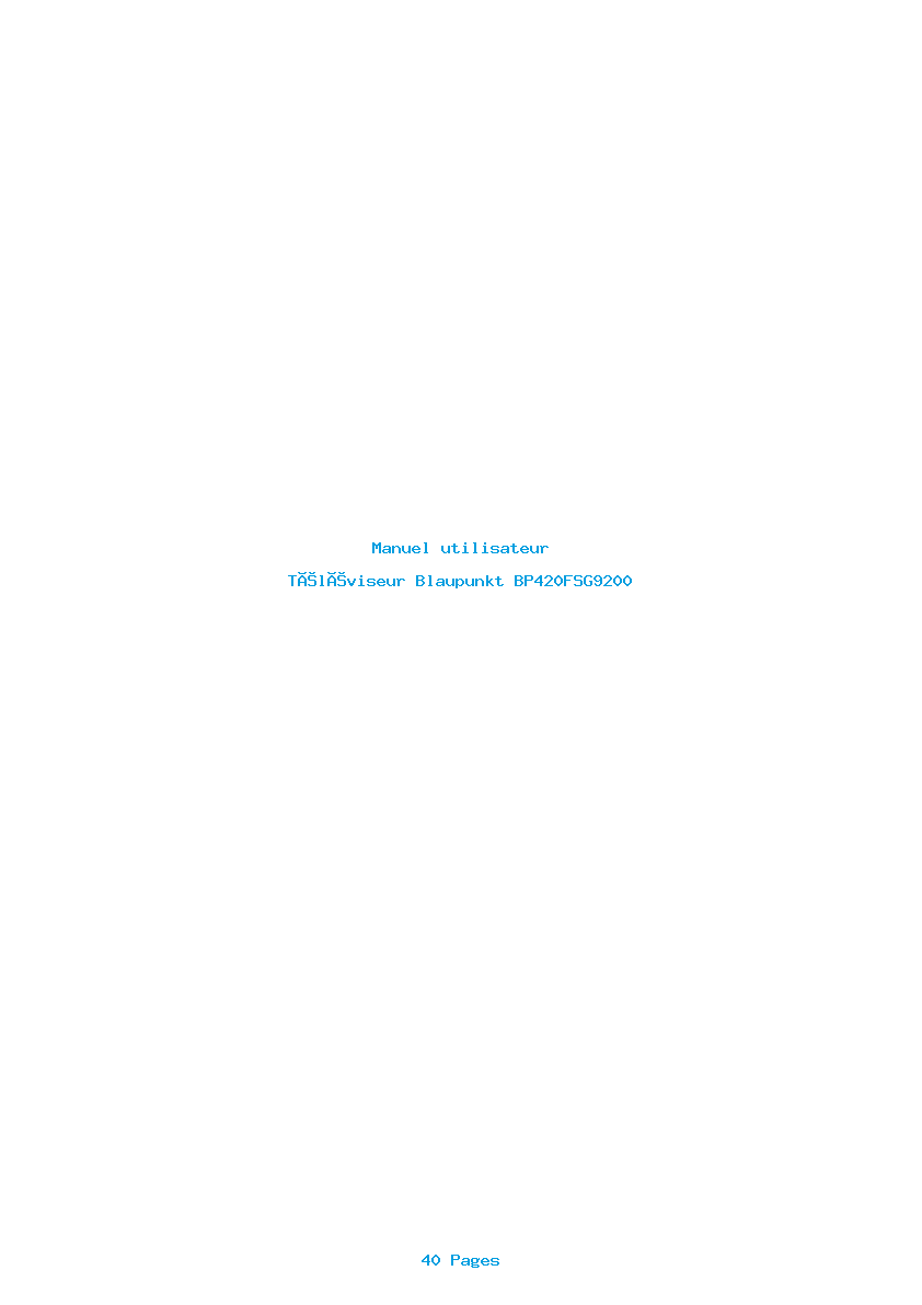 Page 1 de la notice Manuel utilisateur Blaupunkt BP420FSG9200