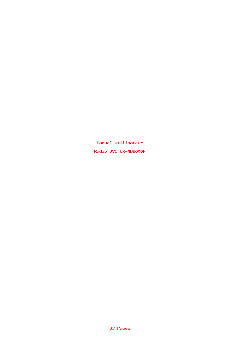 Page 1 de la notice Manuel utilisateur JVC UX-MD9000R