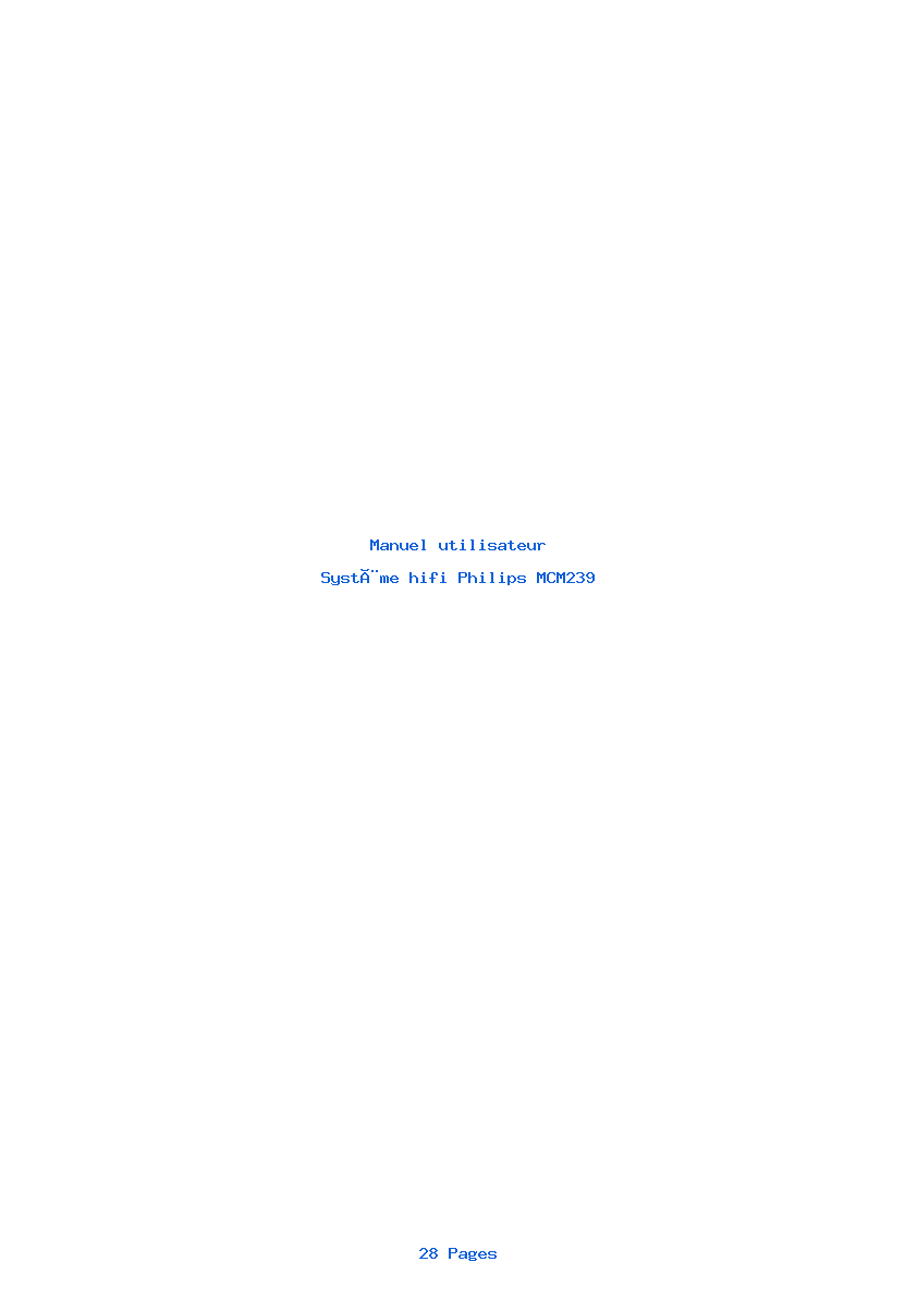 Page 1 de la notice Manuel utilisateur Philips MCM239