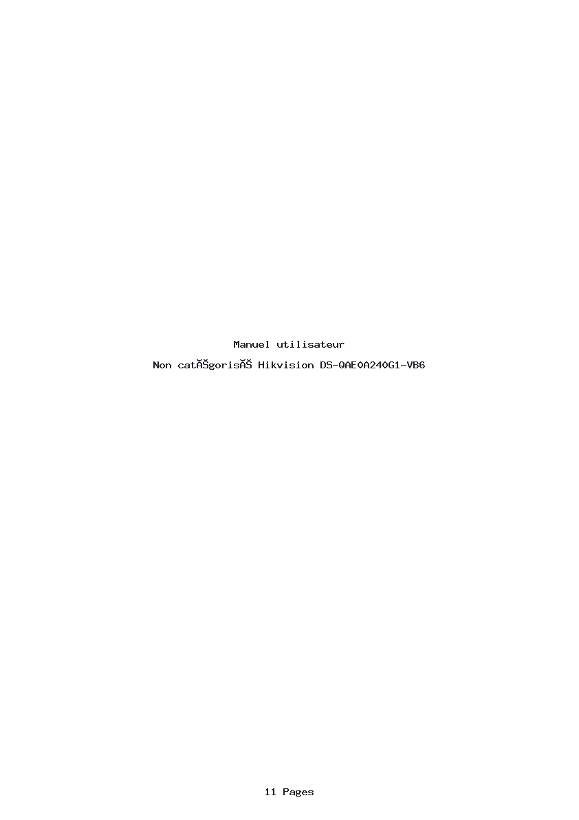 Page 1 de la notice Manuel utilisateur Hikvision DS-QAE0A240G1-VB6