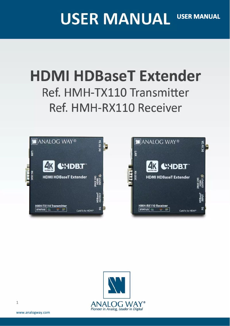 Page 1 de la notice Manuel utilisateur Analog Way HMH-RX110