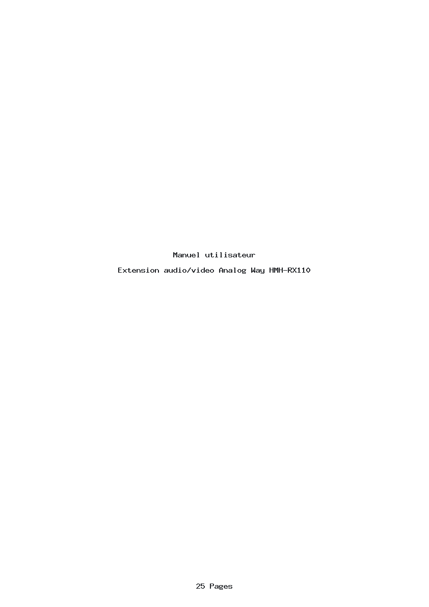 Page 1 de la notice Manuel utilisateur Analog Way HMH-RX110