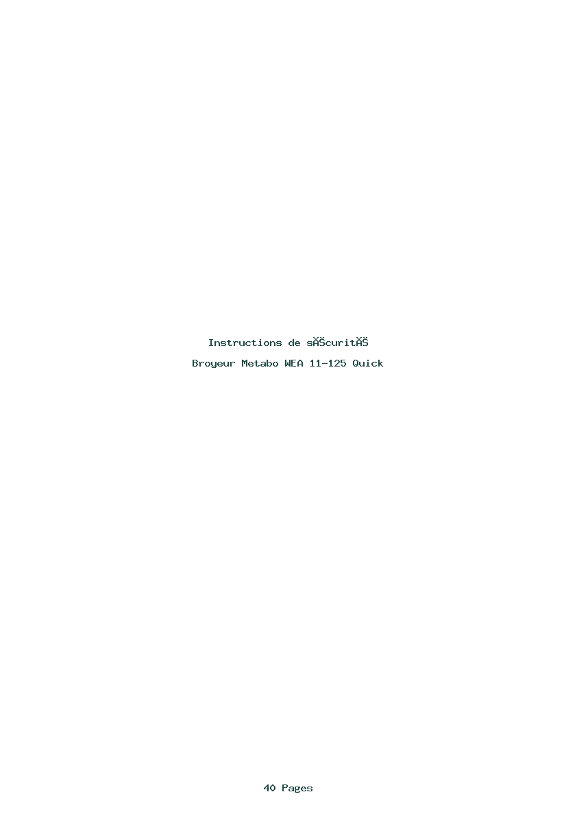 Image de la première page du manuel de l'appareil WEA 11-125 Quick