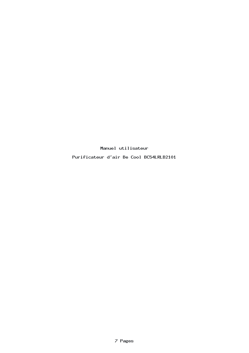 Page 1 de la notice Manuel utilisateur Be Cool BC54LRLB2101