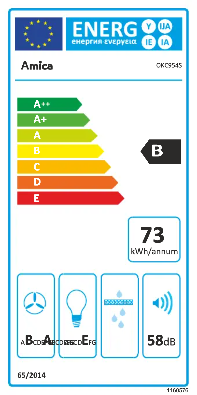 Page 1 de la notice Label énergétique Amica OKC954S