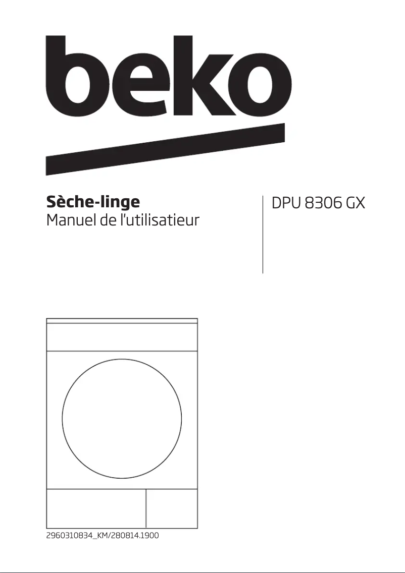 Page 1 de la notice Manuel utilisateur Beko DPU 8306 GX