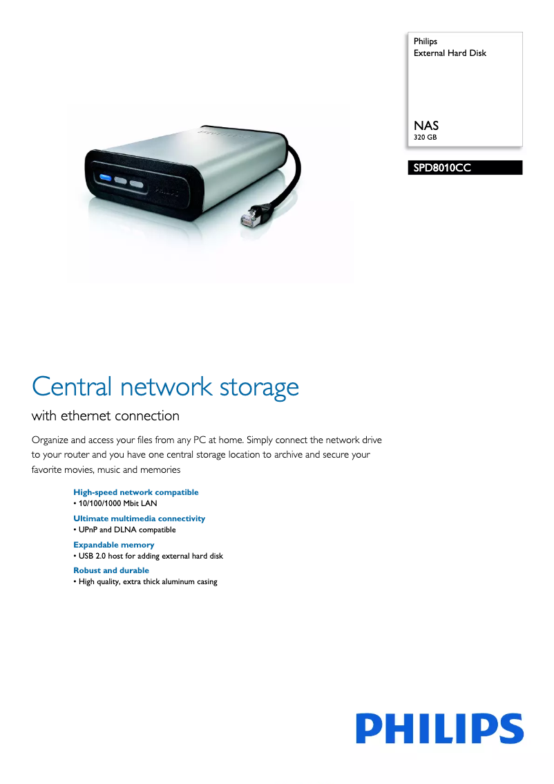 Page 1 de la notice Brochure Philips SPD8010CC