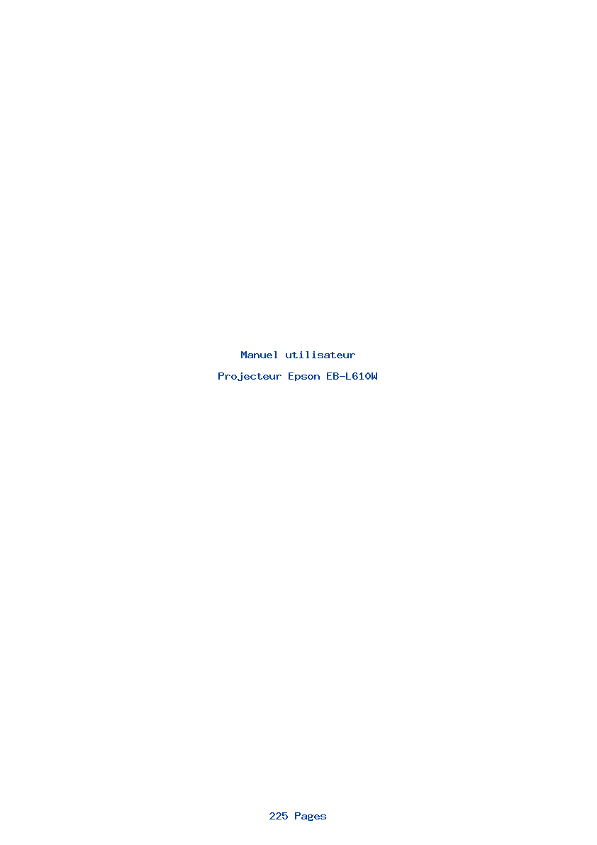Page 1 de la notice Manuel utilisateur Epson EB-L610W